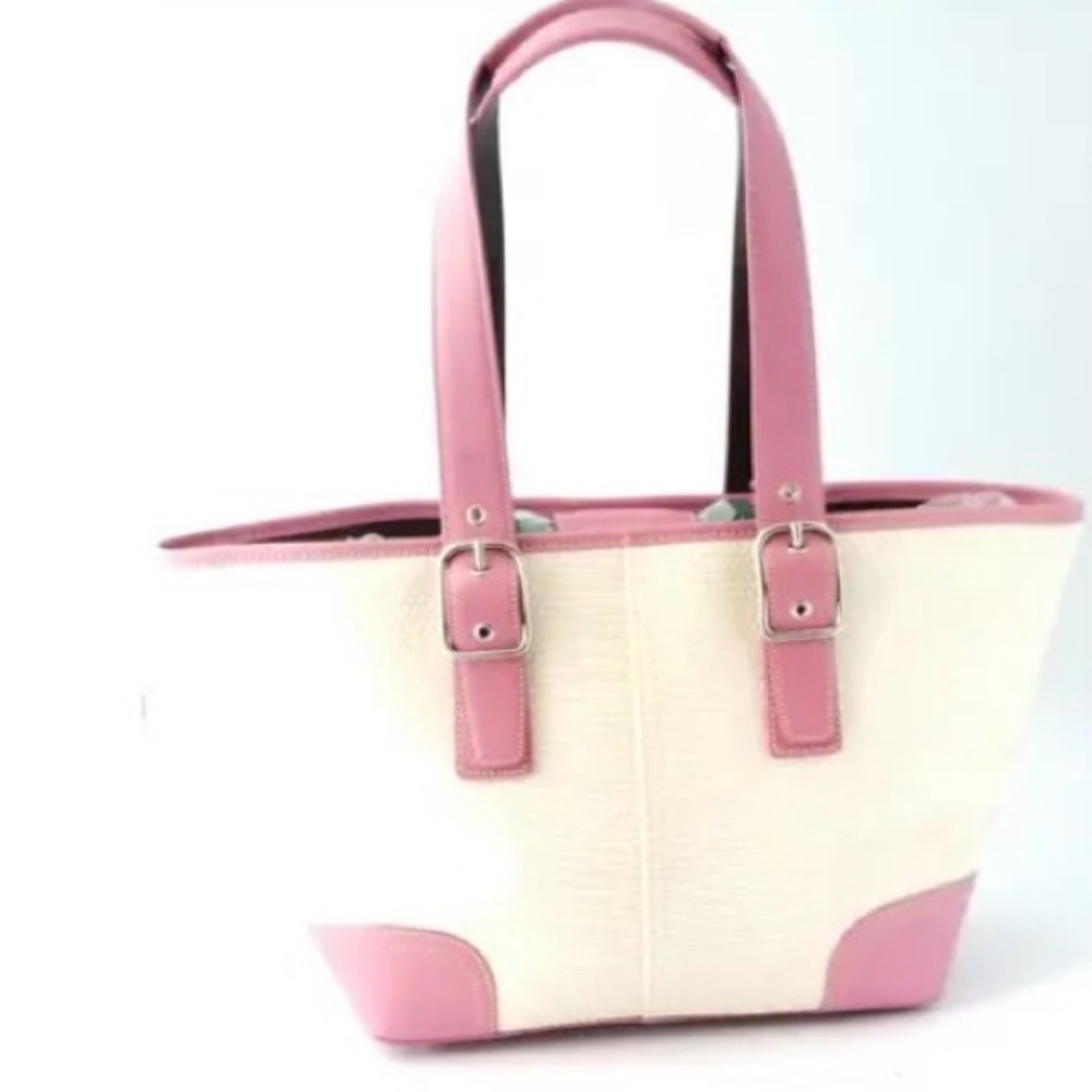 COACH PINK AND CREAM TOTE BAG B04K-4469